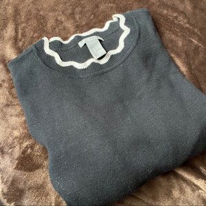 Black and White Scalloped Sweater